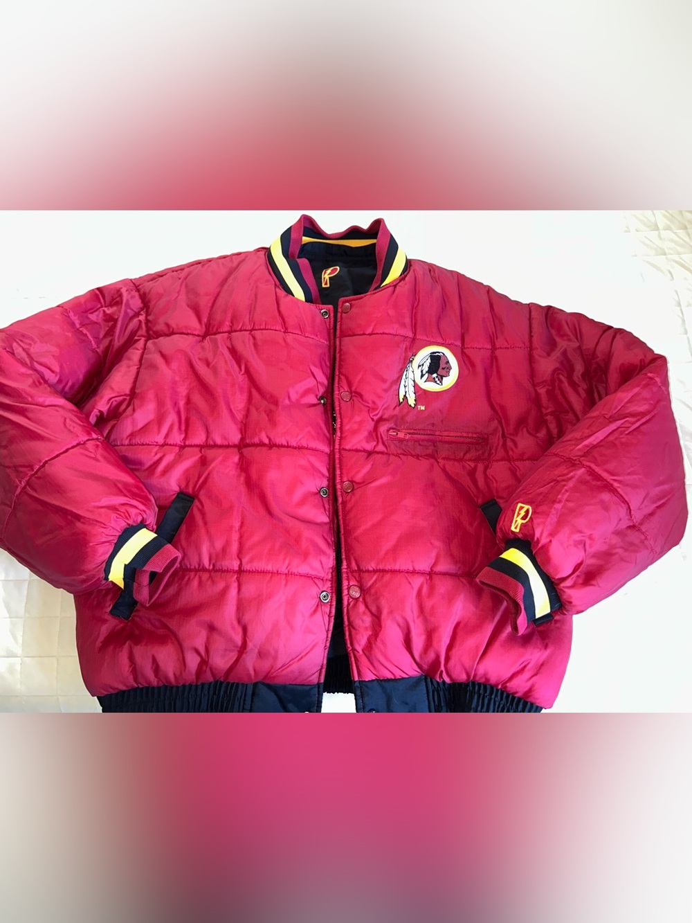 NFL Vintage PRO PLAYER Washington Redskins Reversible Puffer Jacket 90s XL READ